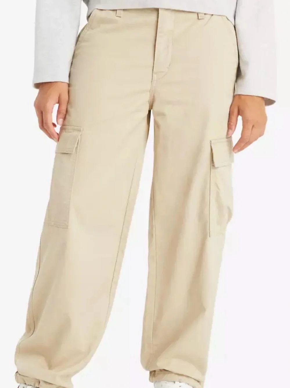 Levi's 94 Baggy Beige Cargo Pants Drawstring Cuff Women size 29 Utility Gorpcore